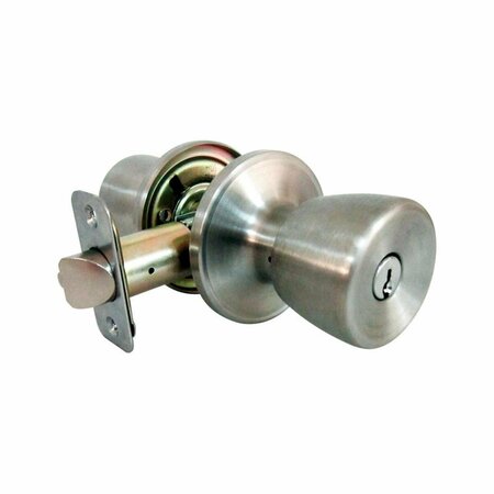 BOOK PUBLISHING CO Tulip Satin Stainless Steel Metal Entry Knob - s 3 Grade Right Handed GR2513195